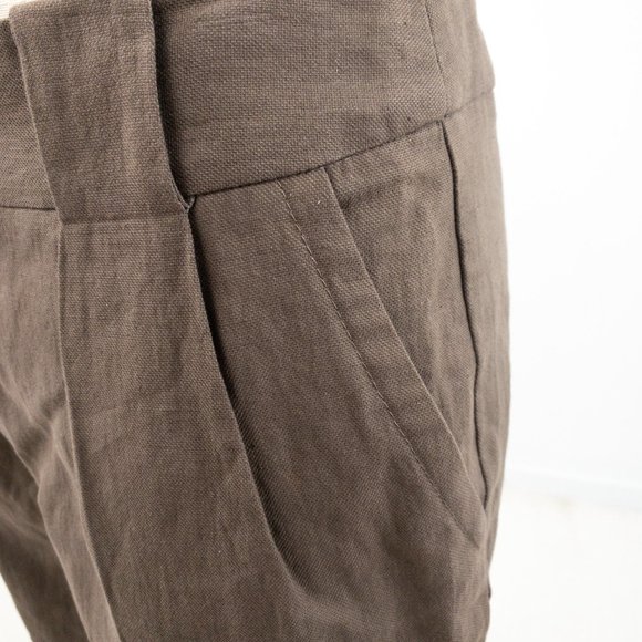 Trina Turk 2 Cotton Linen Bermuda Shorts Brown - Picture 5 of 8